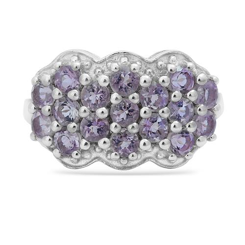BUY 925 SILVER NATURAL AFRICAN  AMETHYST GEMSTONE CLUSTER RING